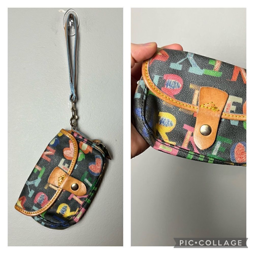 Dooney & Bourke vintage multicolored monogram wristlet wallet